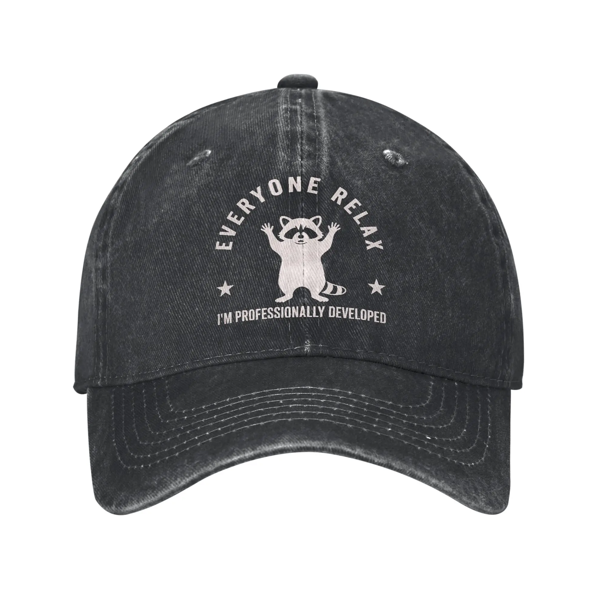 Everyone Relax I'm Professionally Developed Sun Baseball Cap  Vintage Unisex-Teens Washed Trucker Hat Sun-Proof Baseball Caps