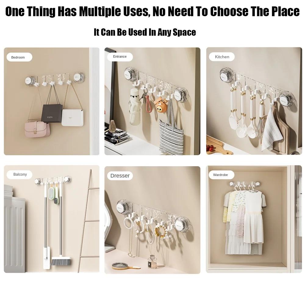 Fashion Strong Vacuum Cup Hook Towel Rack Traceless Robe Coat Hangers Multi-Purpose Wall Mounted Hooks