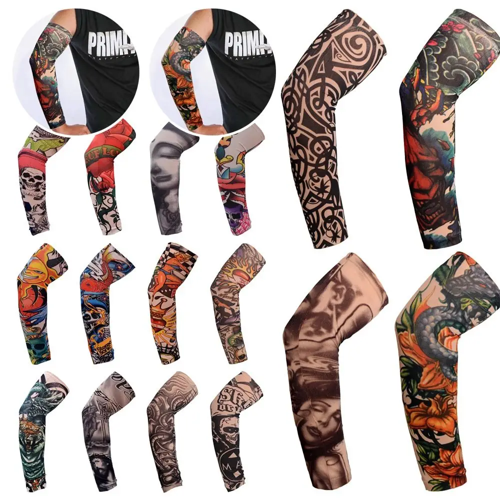

1Pcs New Sun Protection Flower Arm Sleeves Outdoor Sport Summer Cooling Arm Cover Running UV Protection Tattoo Arm Sleeves