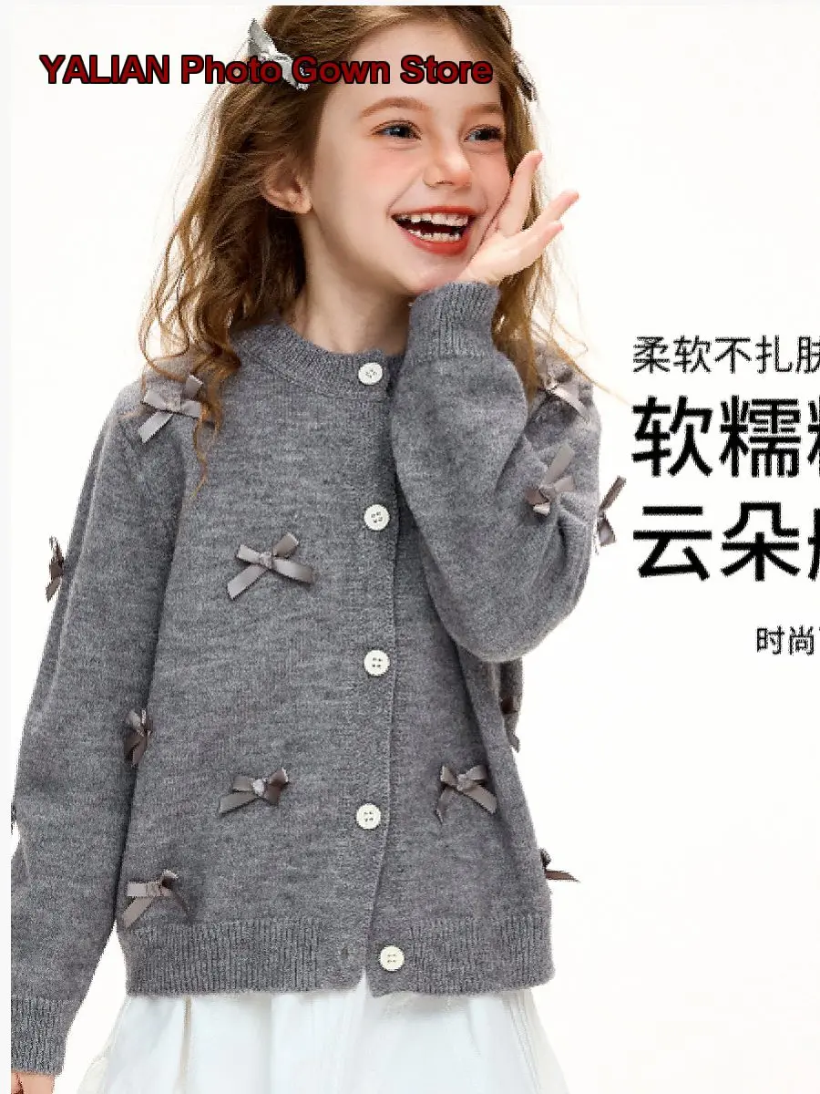Princess Yanyuan Girls Knit Top Pure Cotton Elegant Spring Autumn 2026 for Big Kids Older Kids