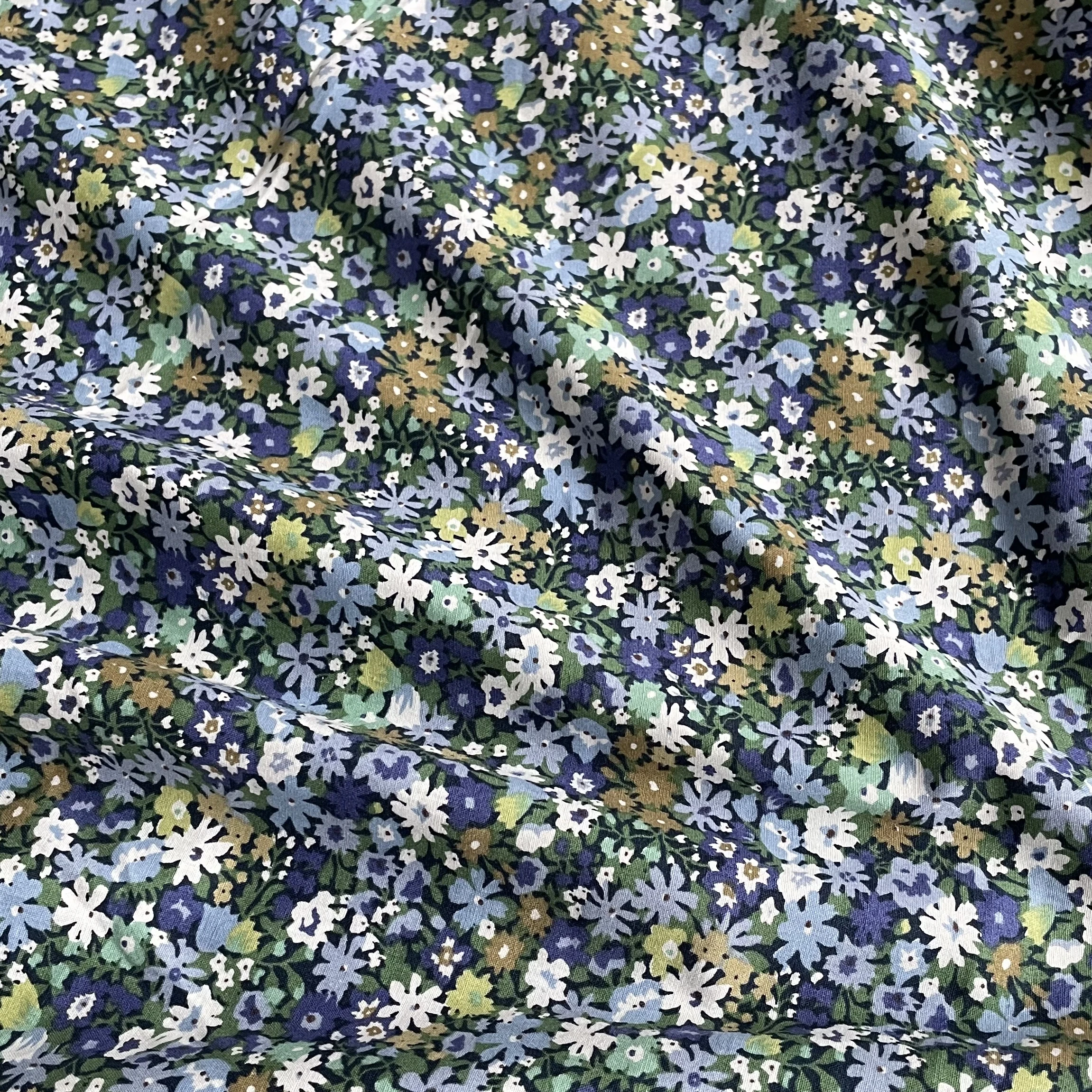 Blue Pastoral Daisy 100%Cotton Poplin 40S Liberty Fabric For Kids Baby Sewing Cloth Dresses Skirt DIY Handmade