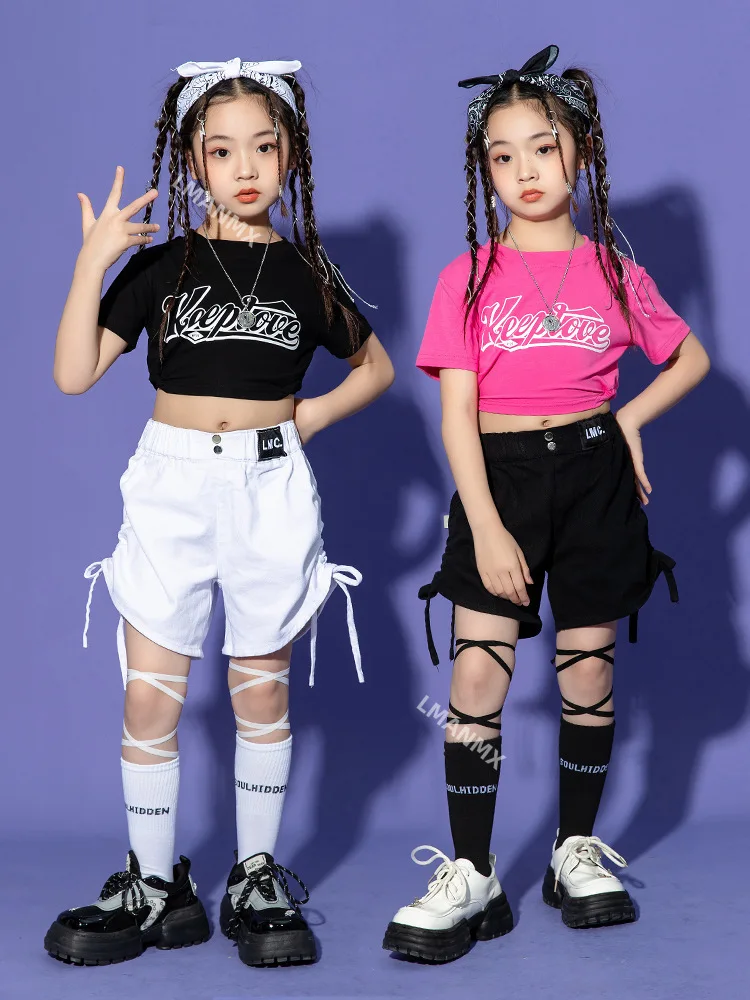 

Fashion Summer Cool T Shirt Shorts Children Dancewear for Girls Street Dance Wear Dancing Clothes Ballroom Jazz Hip Hop Costumes