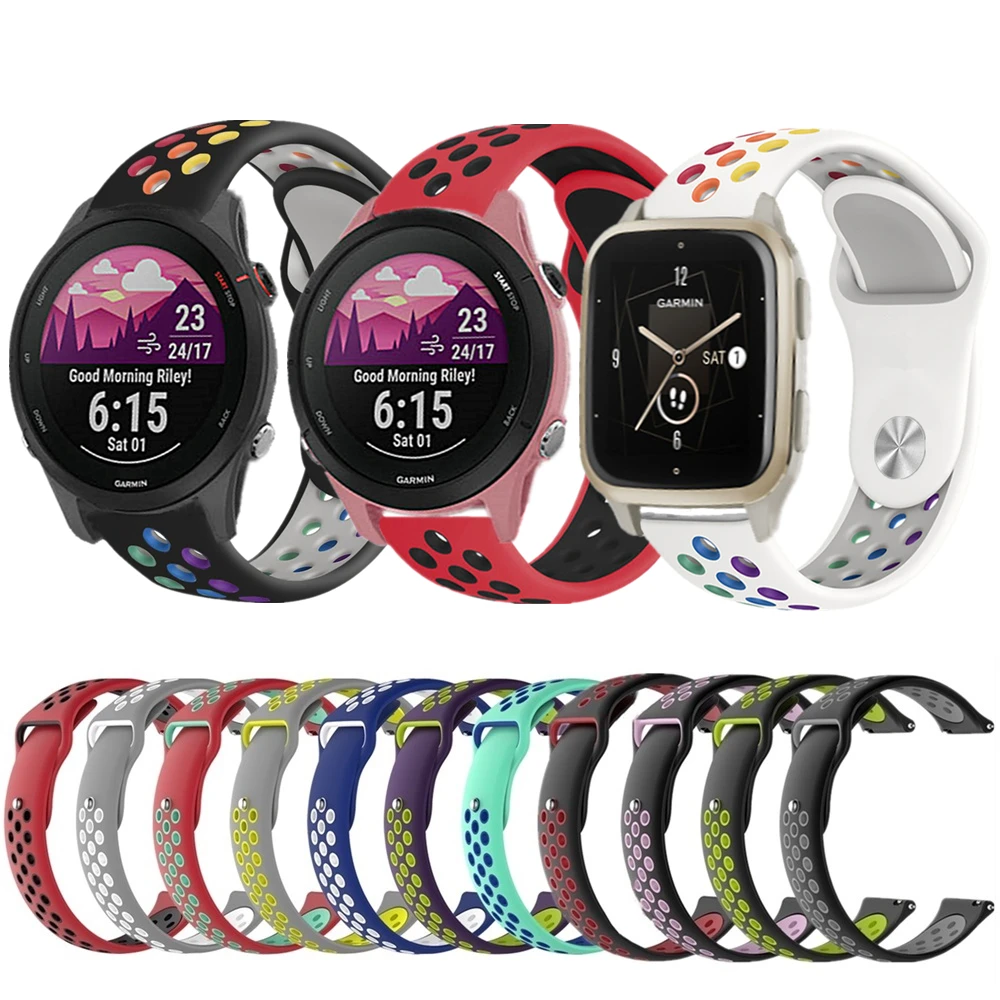 

Радужные ремешки для Garmin Forerunner 255, музыкальный силиконовый ремешок на запястье для Garmin Approach S12 S42 Venu Sq 2, сменный браслет