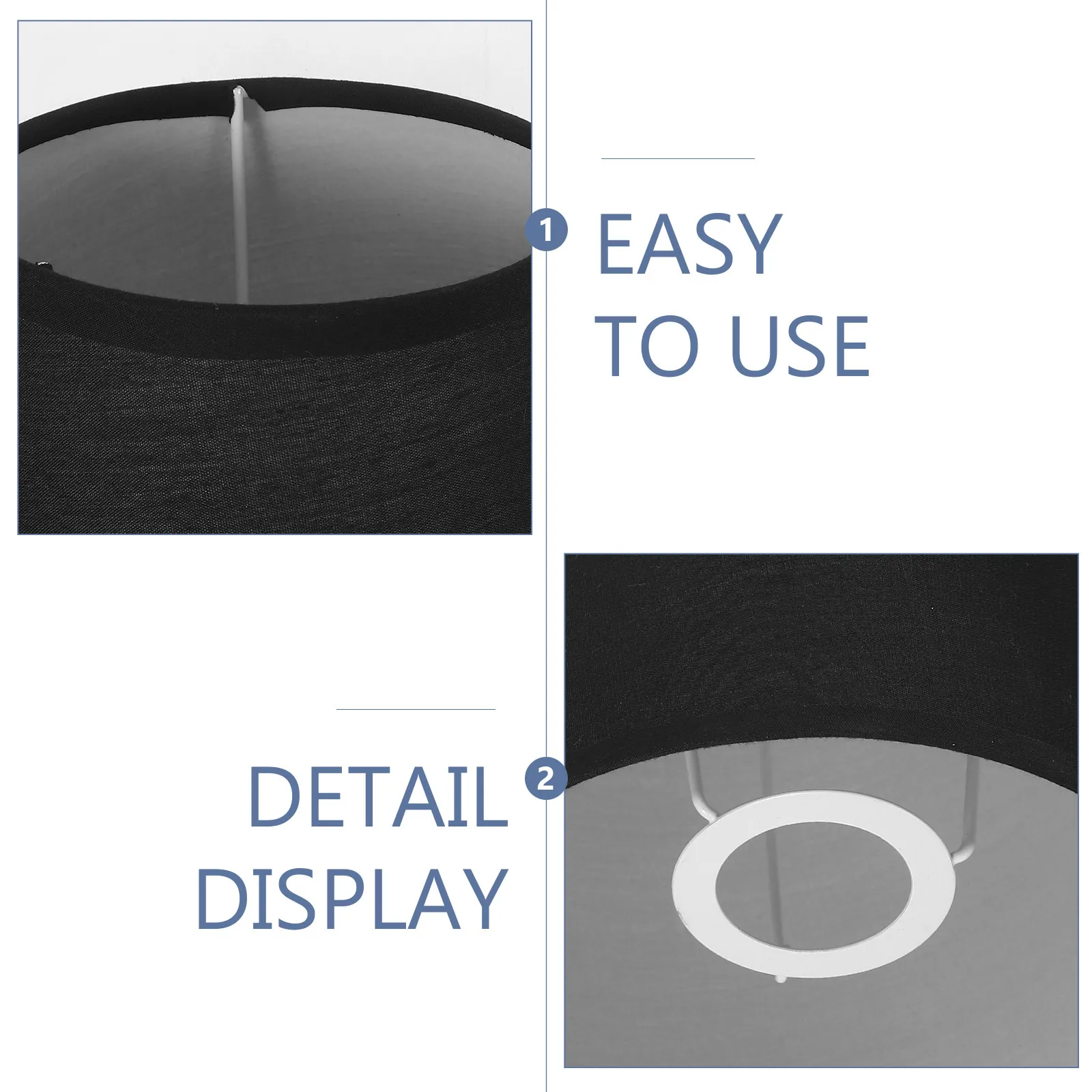 Black Fabric Drum Lampshade for Table Bedside Floor Wall and Chandelier Lamps – Replacement Shade 3
