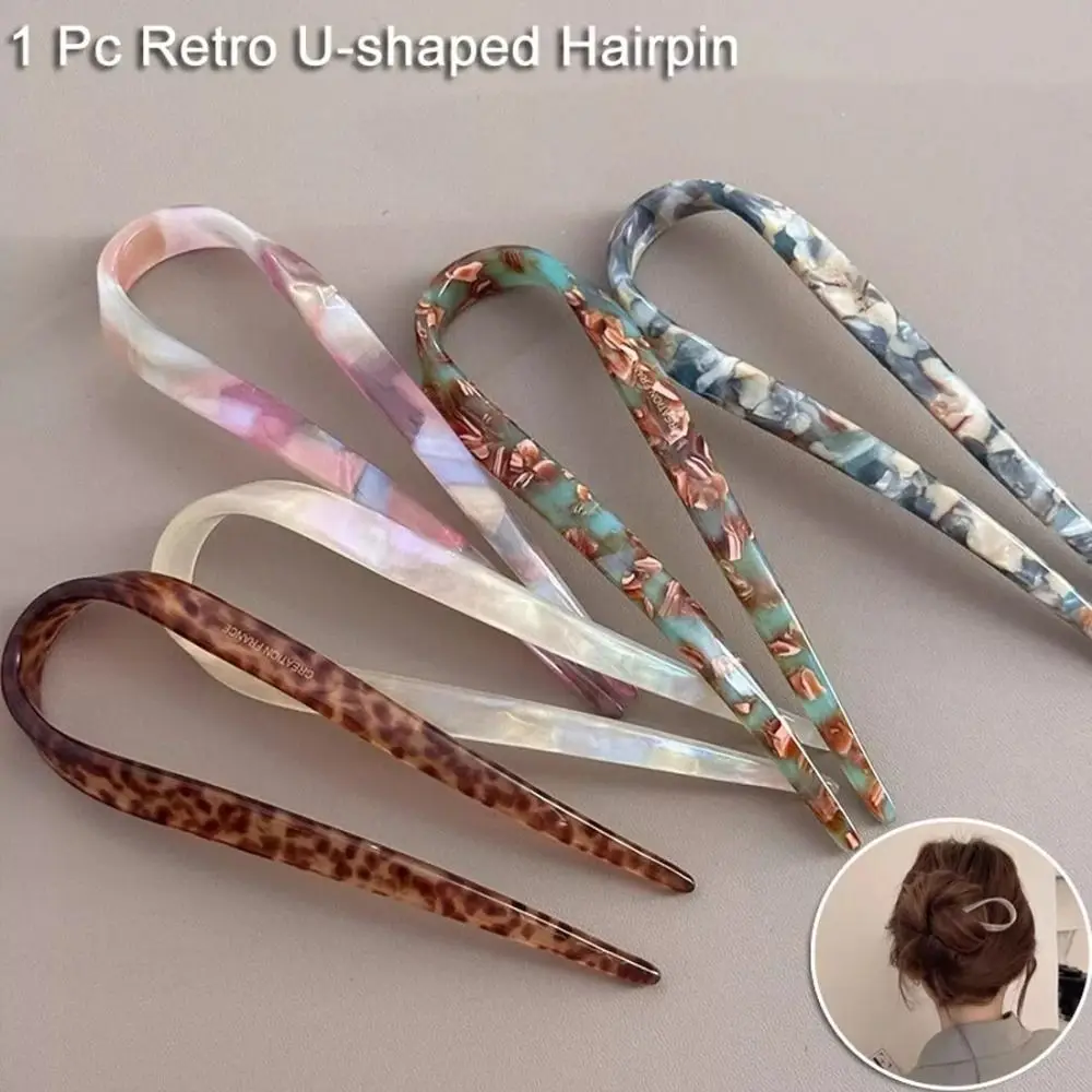 

Hairstyle Tool Hair Accessories Hair Fork Headbands U-Shaped Hair Sticks Geometric Design Acetate Hairpin for Women/Girls