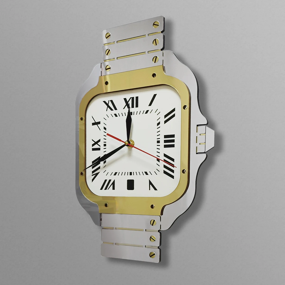 Luxury White Gold Silver Wristwatch Tell Time Style Fashion Wall Clock Wrist Watch Handcrafted Clock for Watch Lovers Collectors