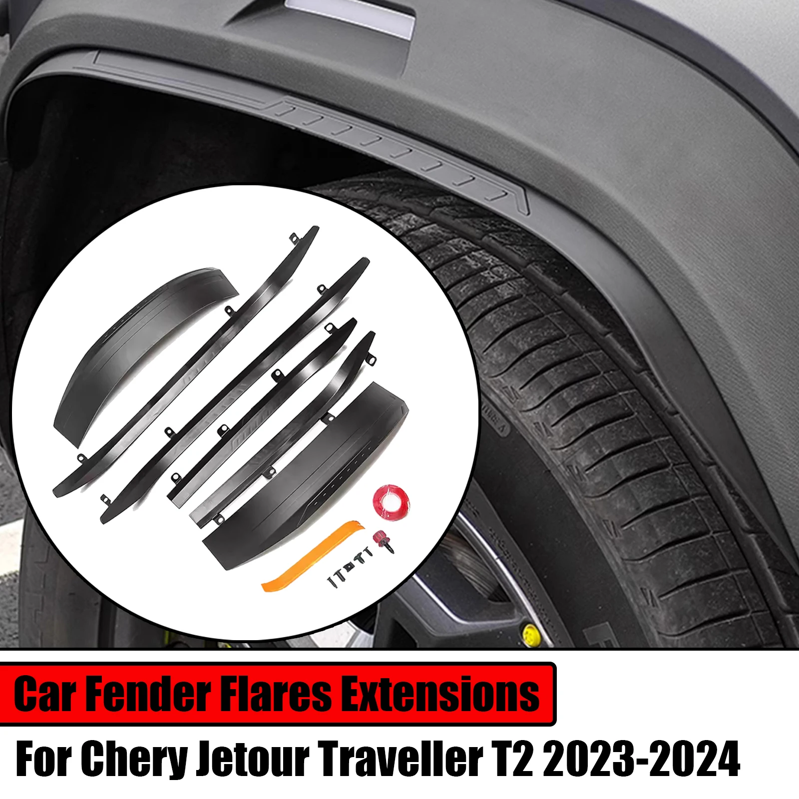 

For Chery Jetour T2 Traveller 2023-2024 Car Front Rear Fender Flares Extensions Set Wheel Arch Flaps Mudguard Splash Wide Body