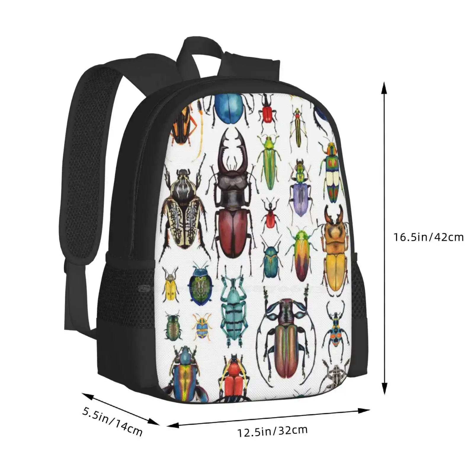 Beetle Collection Backpacks For School Teenagers Girls Travel Bags Bugs Beetles Beetle Collection Beautiful Insects Watercolor