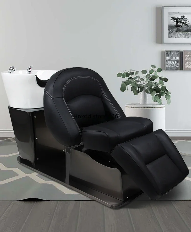 Electric Automatic Shampoo Chair Barber Shop Half Lying Flushing Bed High-End