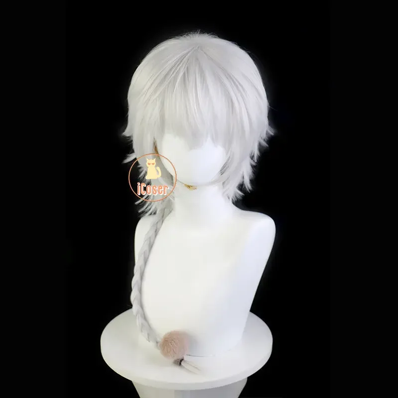 Nikolai Gogol Cosplay Wig Overcoat Anime Bungo Stray Dogs 4 White Short Hair Long Ponytail   Headwear The Decay of The Angel Boy