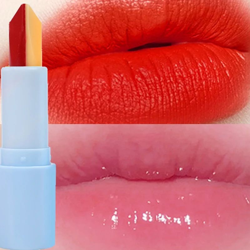 Lápiz labial 2 en 1 que cambia de Color, bálsamo labial hidratante de larga duración, nutritivo, resistente al agua, brillo de labios, cosméticos