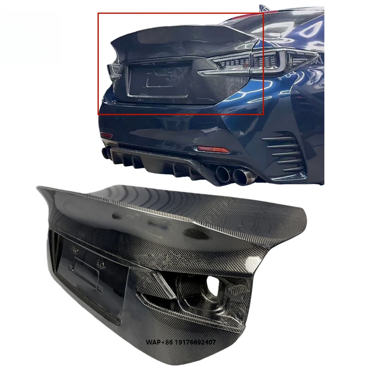 

New CSL-style Carbon Fiber Trunk Lid for RC200t/RC300/RC350-Duckbill Style Upgrade Bolt-On Installation