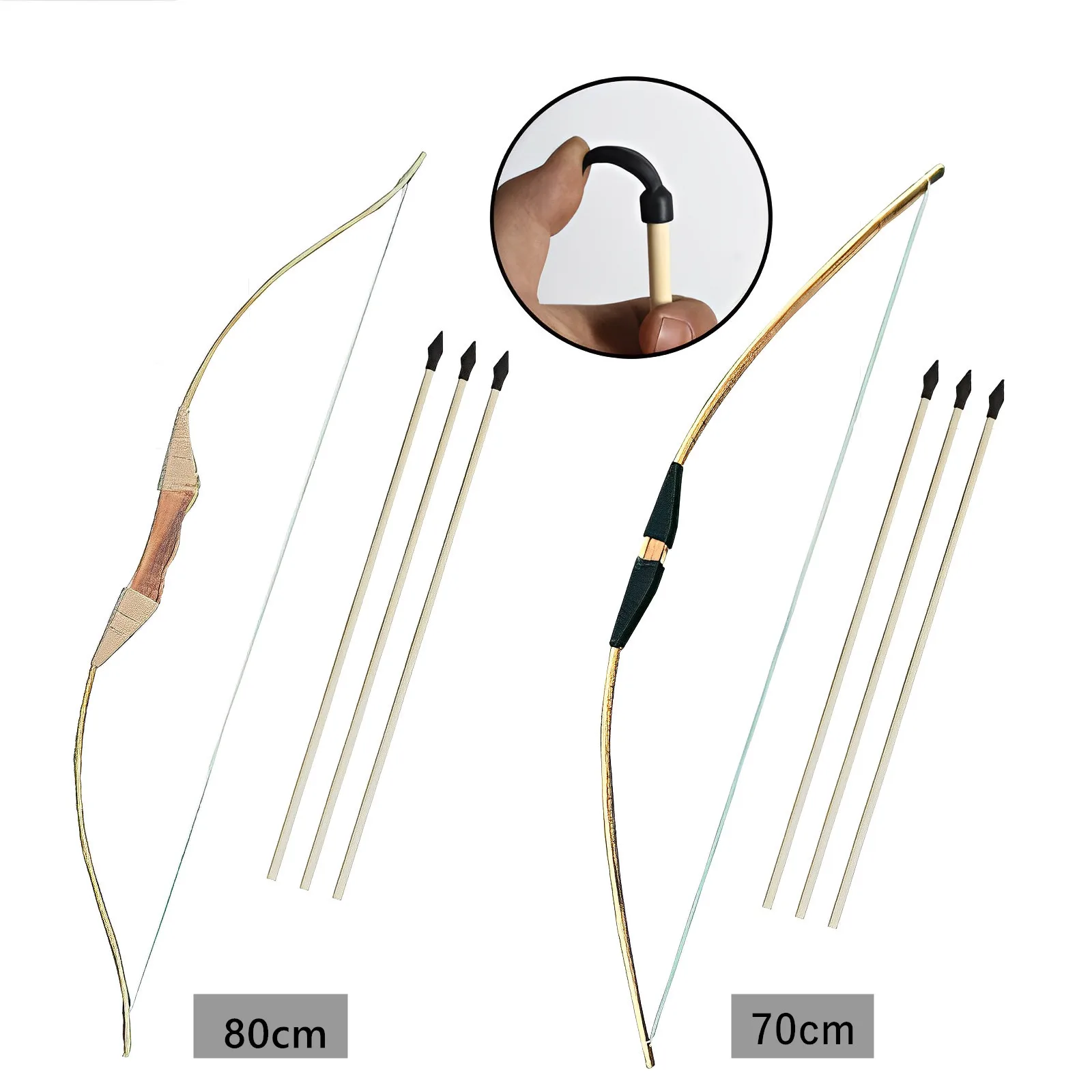 1Set Kids Bow 70cm/80cm Archery Wood Bow & Arrows  Arrow Quiver Set Kids Garden Hunting Target Toys