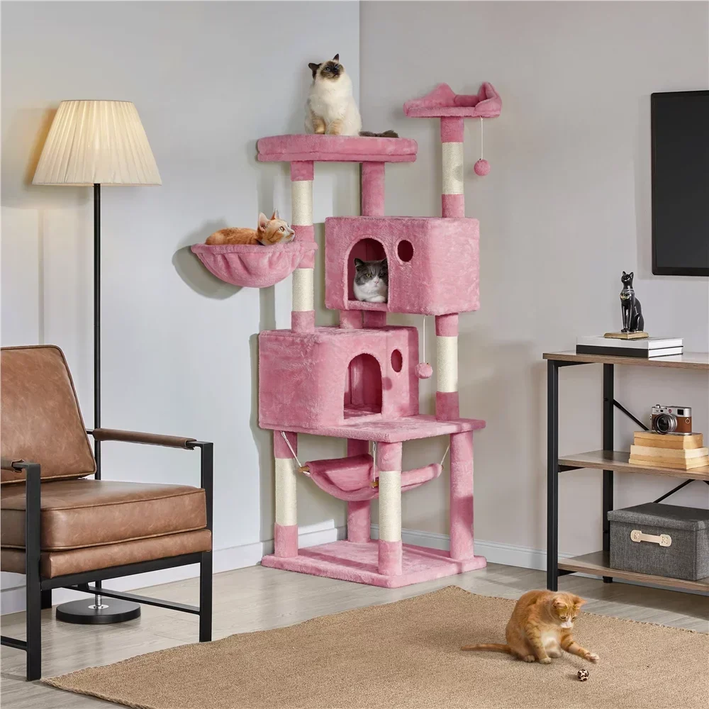 64'' Multi-level Cat Tree Cat Tower with Condos and Scratching Posts, Cat Climbing Frame,So That Cats Can Play Happily At Home