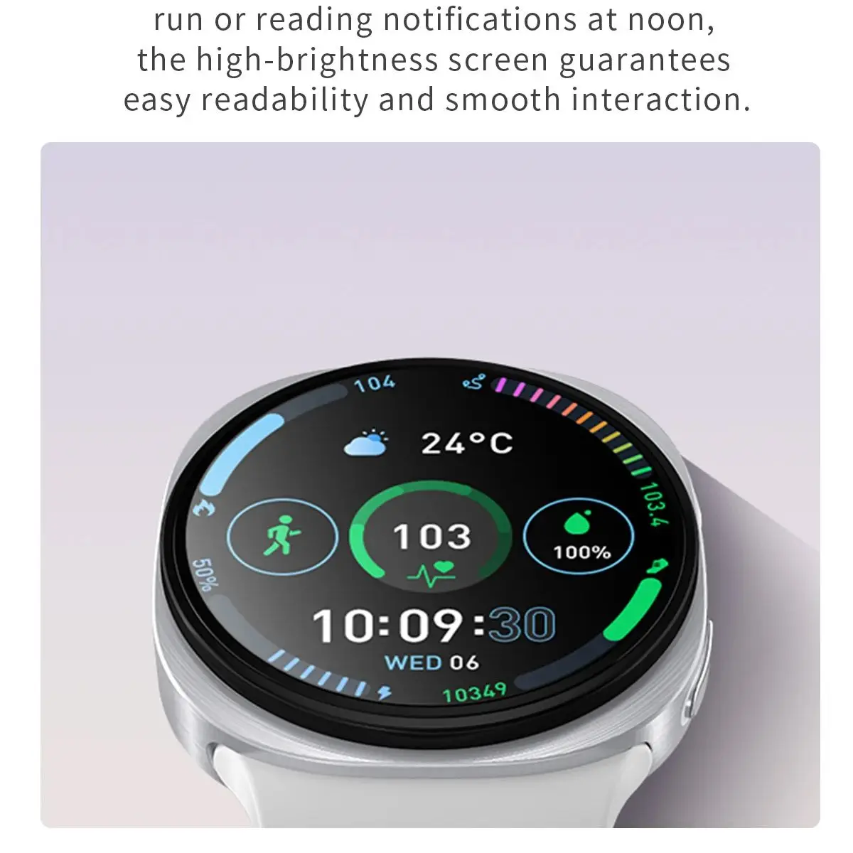 AI Bluetooth Smartwatch Bracelet with sedentary reminder sleep monitoring automatic heart rate monitoring etc Round dial design