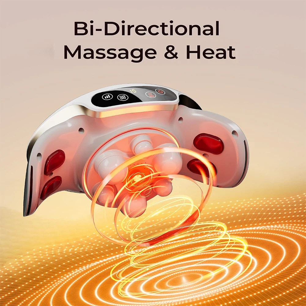 Electric Abdominal Massager with Heat, Rechargeable and Wireless Stomach Belly Tummy Massage Machine, Auto Shut-off, Constipation Indigestion, Relaxation, Adjustable Strap, Multiple-use for Waist Abdomen Back Neck Leg, Mum Gift