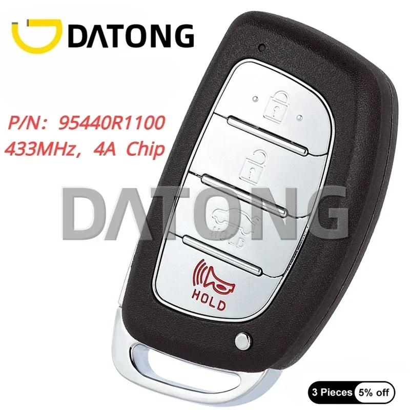 

Datong 4 Buttons 433MHz 4A Chip for Hyundai HB20 2020 2021 2022 2023 Auto Smart Remote Control Key Replacement Fob 95440-R1100