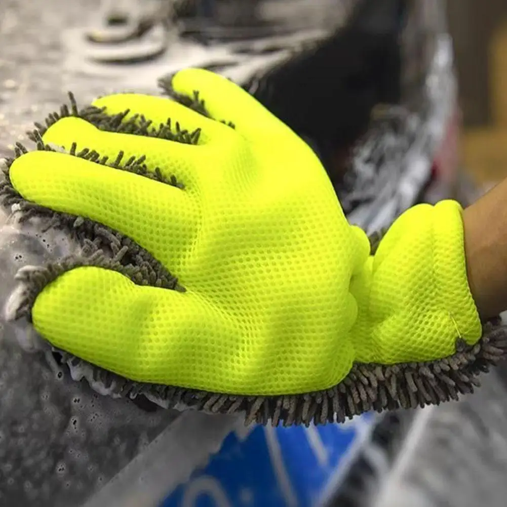 Five Finger Car Wash Gloves, Double-sided Thick Plush Car Cleaning Sponge, Shenier Scratch Resistant Paint, Car Cleaning Tool