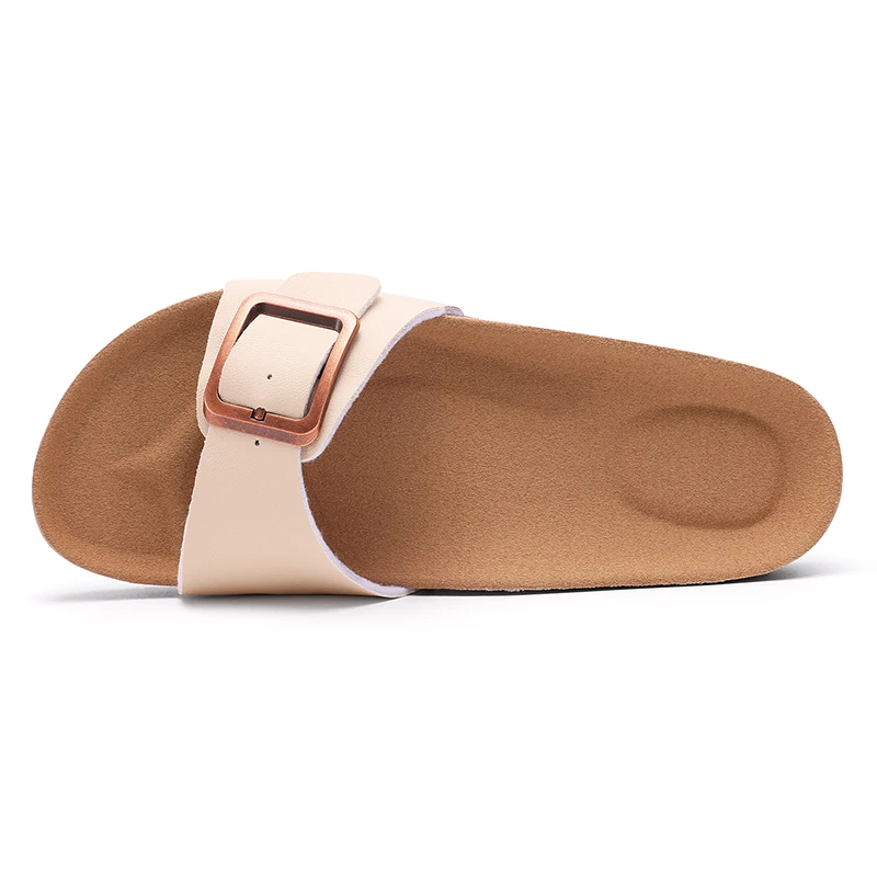 Litfun sandali piatti in sughero da donna pantofole in sughero in pelle da donna con fibbia regolabile con cinturino nuovi sandali da spiaggia Open