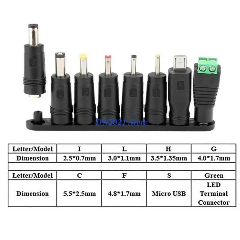 F3KE Type C to DC5521 Adapter Charging Cable Adjustable Multiple Connectors Option for Laptops and Wireless Devices