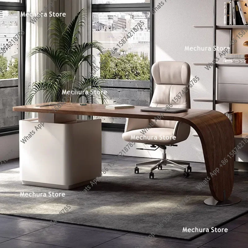 N67 O Mid-Century Style Solid Wood Office Desks Nordic Creative President Computer Work Desk Study High-end Office Furniture FYO