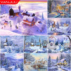 5D DIY Diamond Painting Ice Snow House Full Round Diamond Mosaic Landscape Diamond Embroidery Kit Rhinestone Home Art Decoration