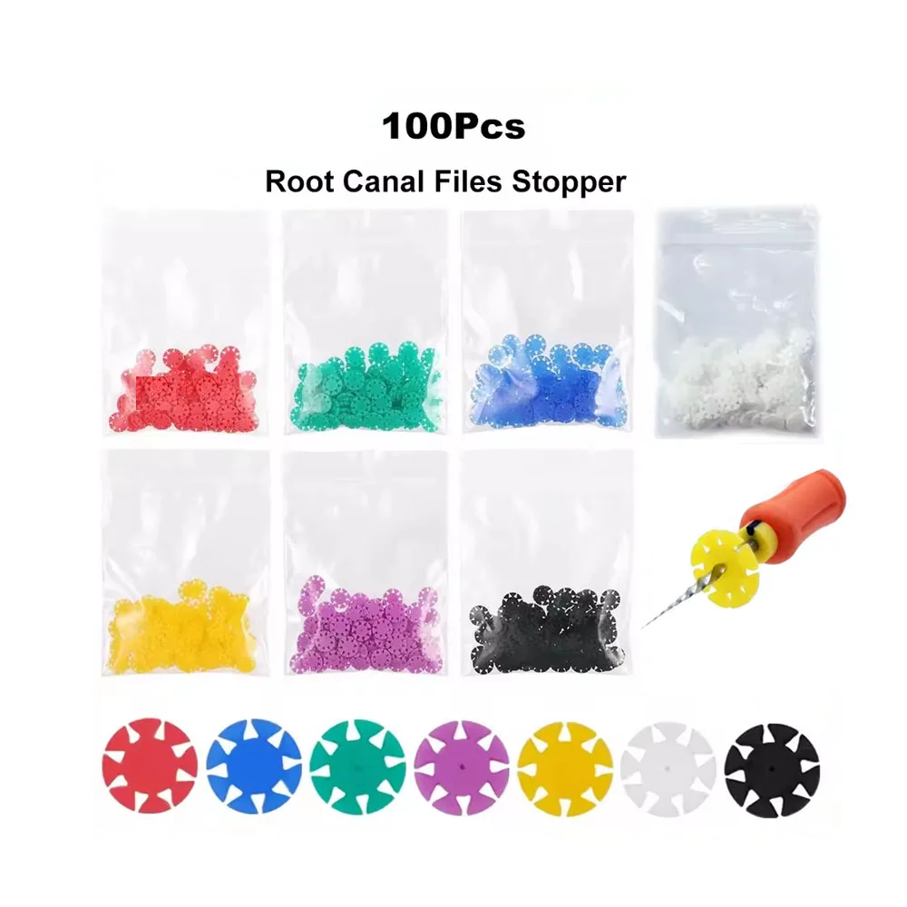 100 PCS/Bag Dental Endo Root Canal File Disinfection Marking Circle Ring Counting Silicone Endodontics Dentistry Stopper