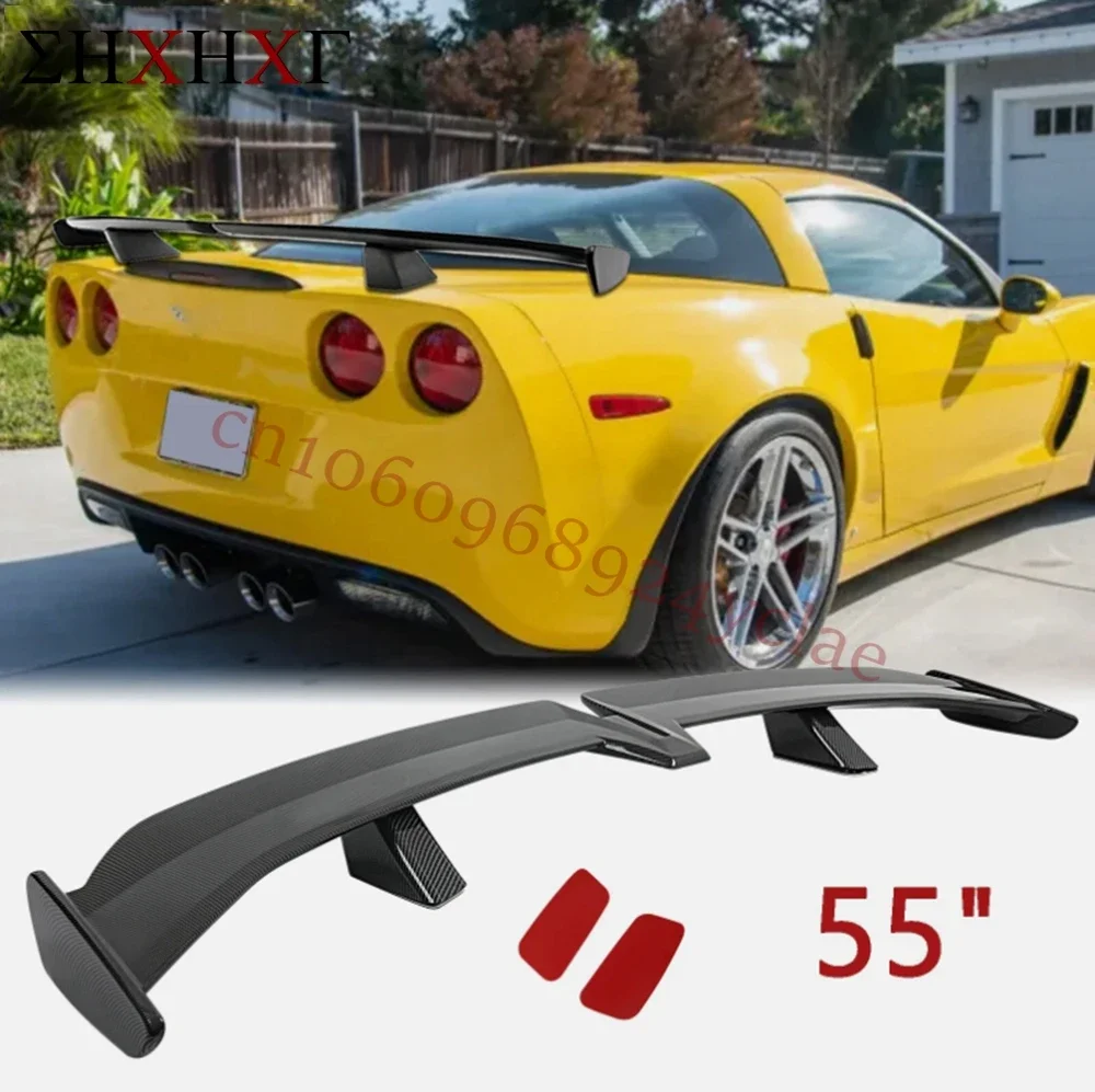 

Стайлинг автомобиля 55 дюймов для Chevy Corvette C5 C6 Carbon Fiber Look + глянцевый черный задний спойлер багажника Wing PRO GT Wing автозапчасти