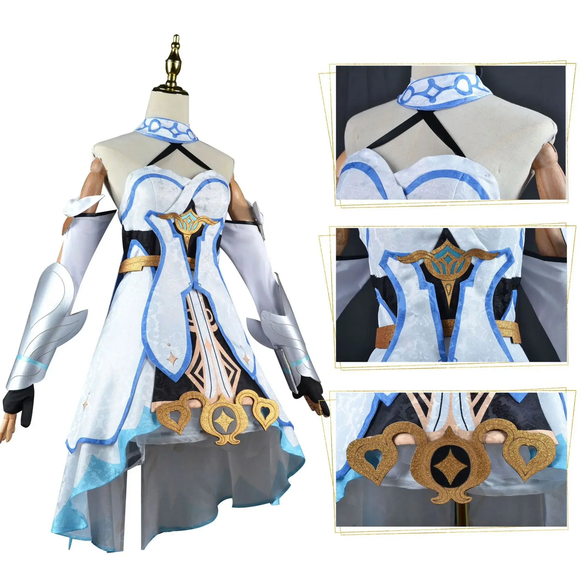 Jeu Genshin Impact Cosplay pour femme, Lumine Pakaian Kostum, robe de soirée d'Halloween et de carnaval, uniforme d'anime, ensemble de robe pour fille