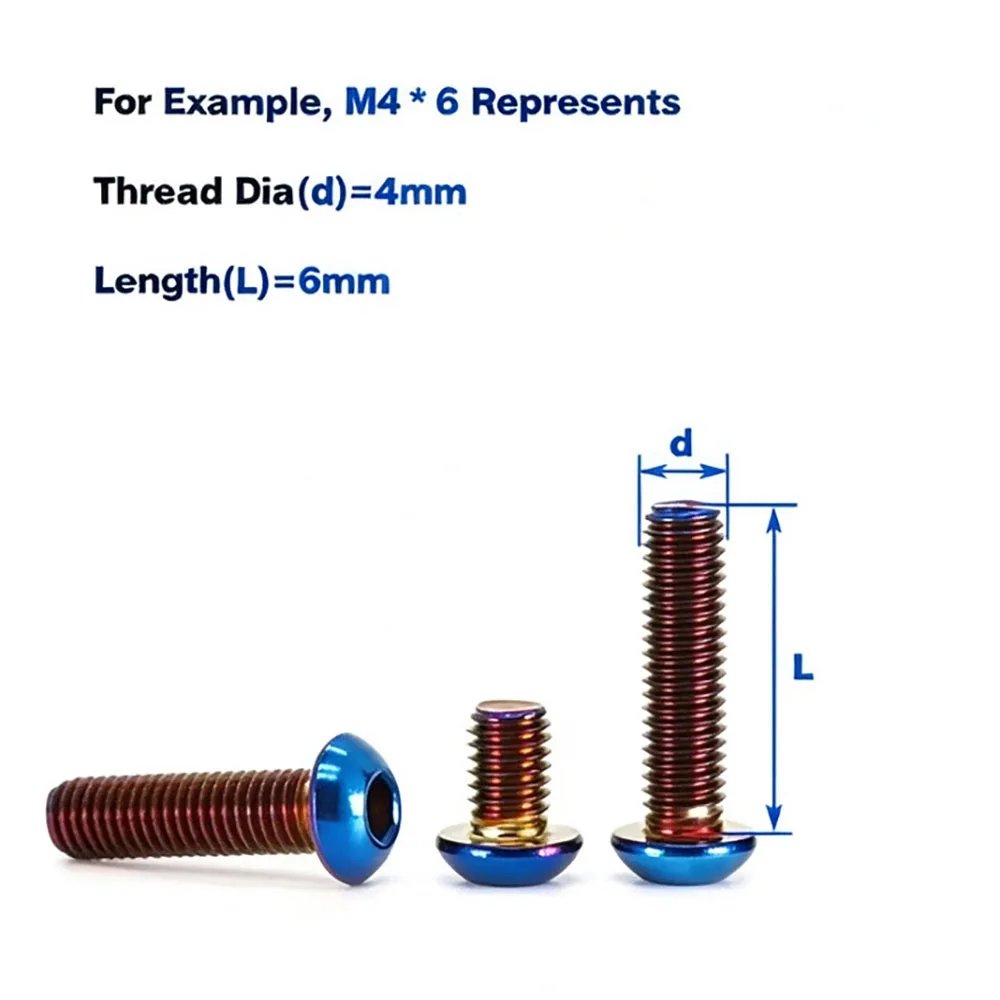 304 SS Blue Titanium Coated Hex Socket Screw Button Head Allen Bolt For Motorcycle