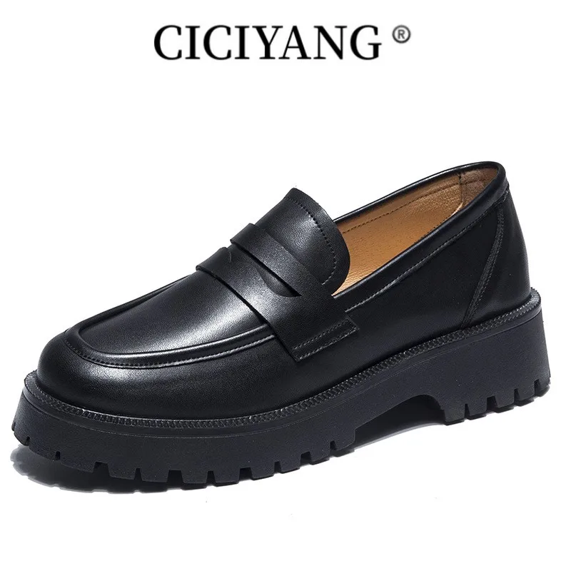 

CICIYANG Women Shoes Loafers 2023 New Genuine Leather Casual Spring Shoes Ladies College Style Oxford Shoes Women