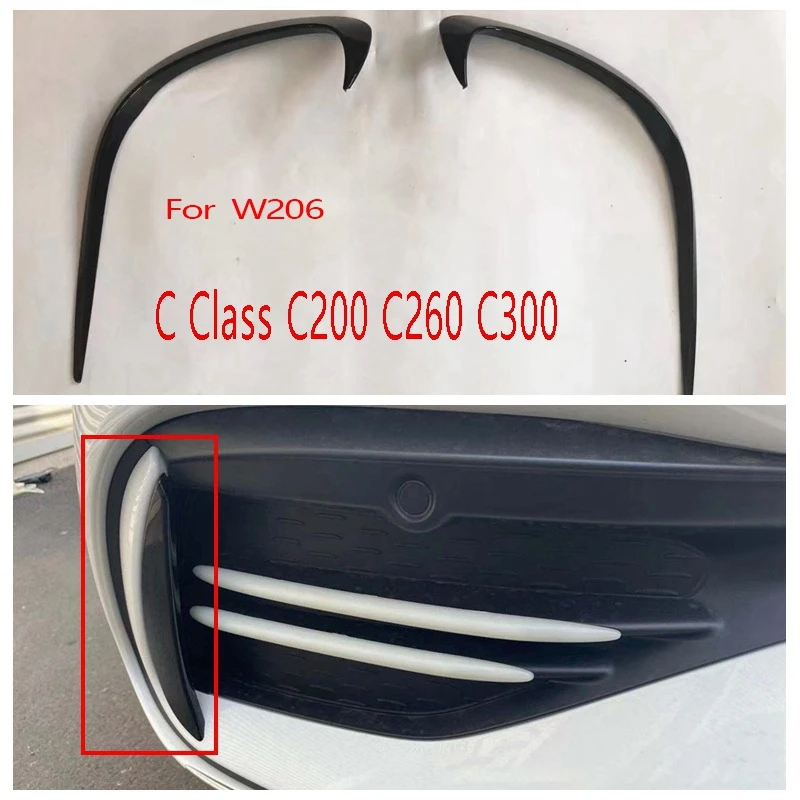 Front Bumper Side Air Knife Splitter Spoiler for Mercedes Benz W206 C Class C200 C260 C300 2022 Wind Knife Trim Sequins