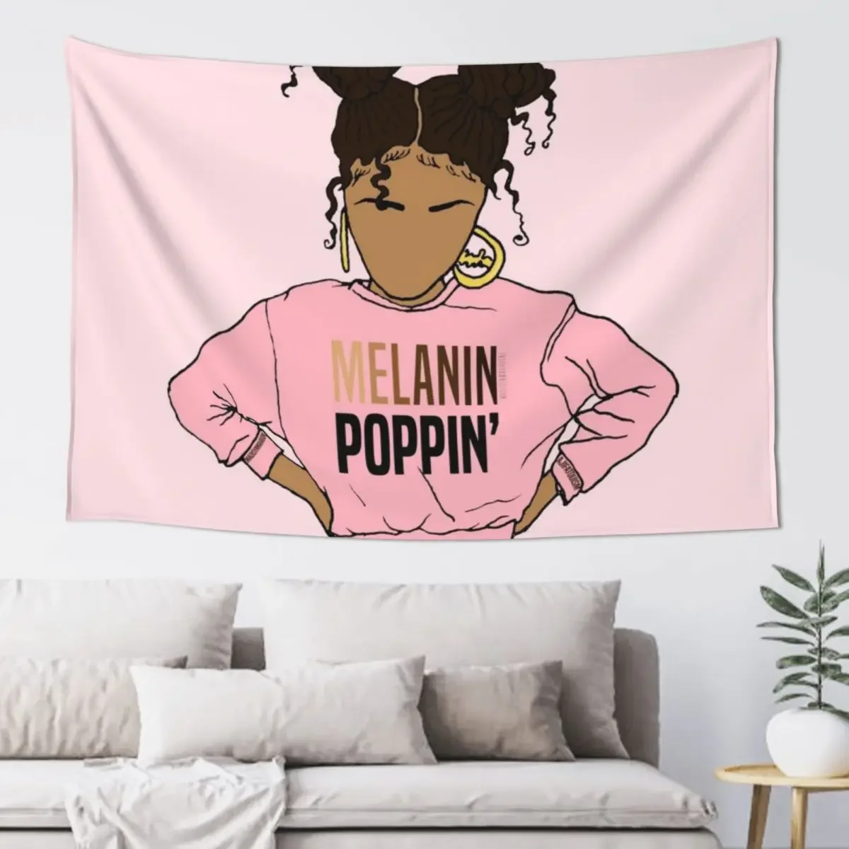 2BUNZ (MELANIN POPPIN') ABA Tapestry Cute Decor Decoration Aesthetic Decorations For Your Bedroom Tapestry