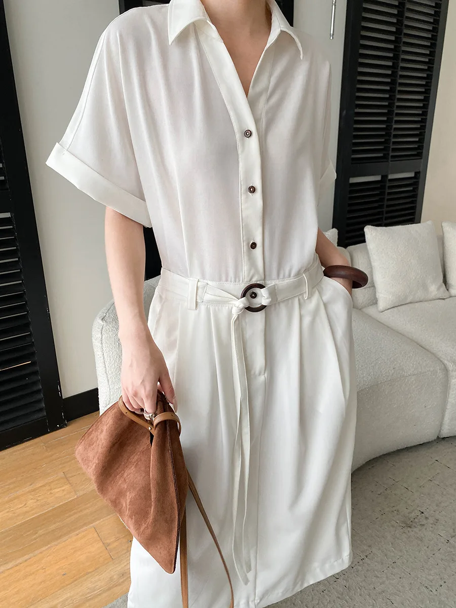 Frühlings- und Sommerkleid für Damen, lässig, einfarbig, bequem, tailliert, figurbetont. – Detail 14