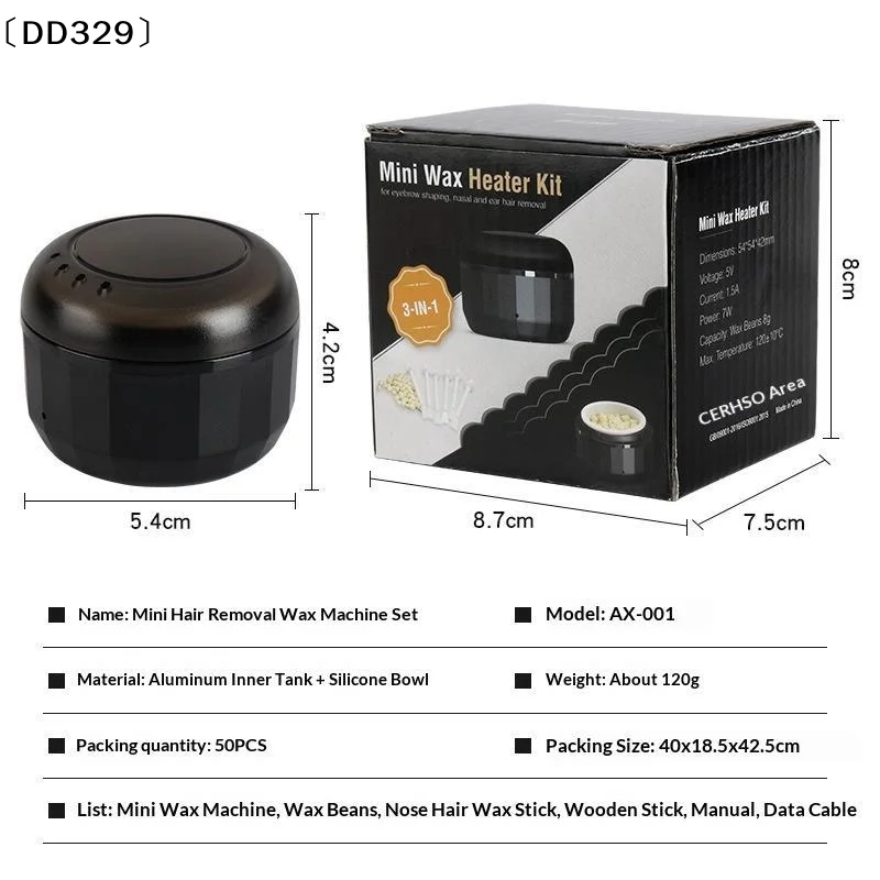 Mini Wax Heater Machine Silicone Bowl Wax Warmer Nose Ear Hair Removal Waxing Kit Wax Bean Wax Heating Melting Pot Melter〔DD329〕