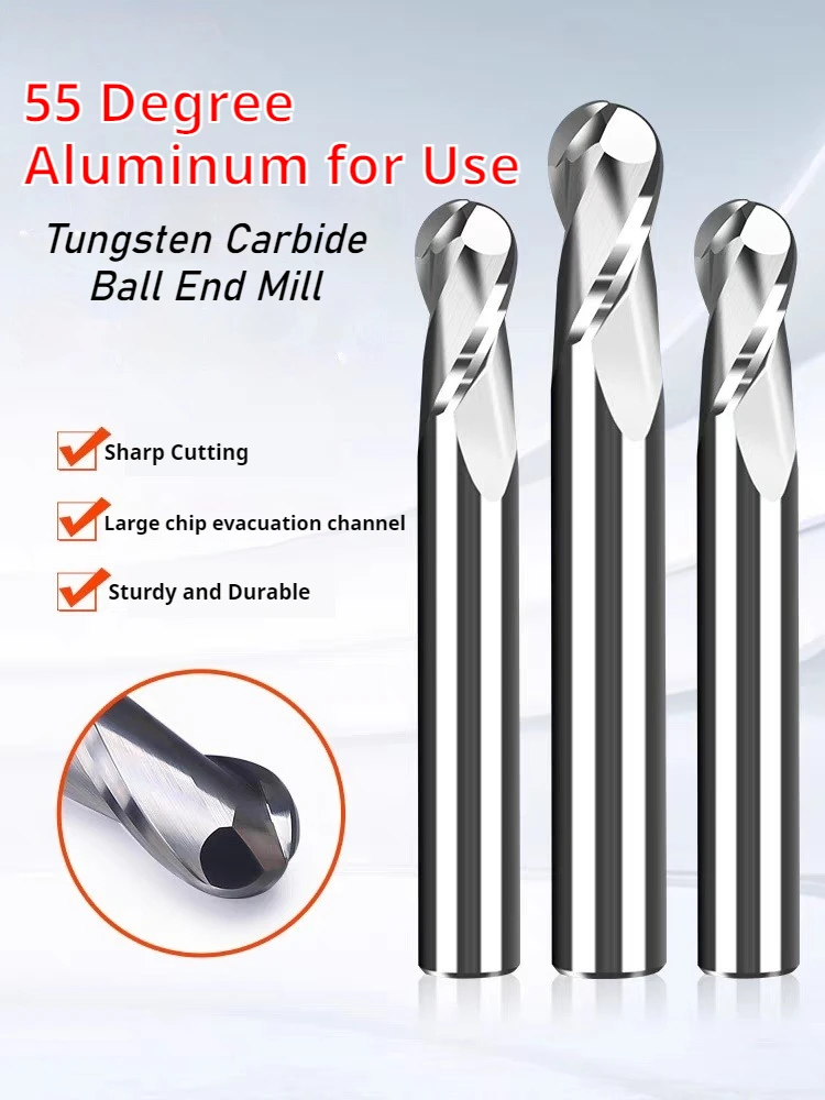 

HRC55 Специальный для алюминия, шариковый фрезерный инструмент, 2-зубый фрезерный станок с ЧПУ, карбид, вольфрамовая сталь