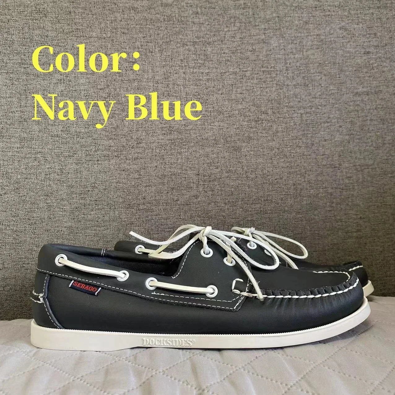 Sebago Docksides-zapatos de cuero de primera calidad para hombre, calzado con cordones y Punta Moc, X42