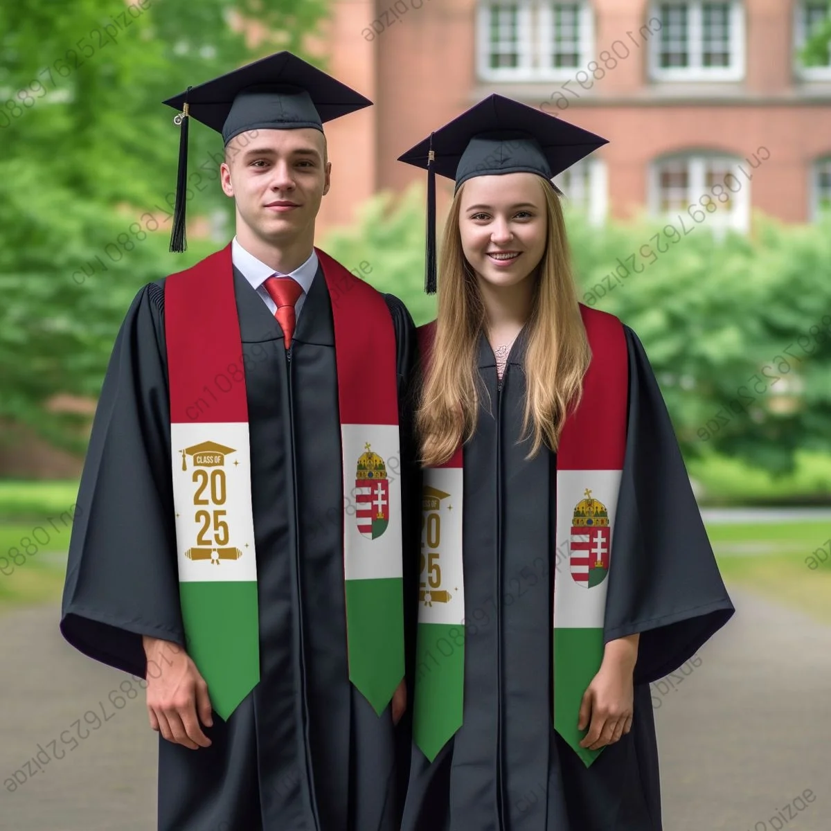 

New Hungary Flag Unisex Top Print Graduation Stole Sash Adult Plain Graduate Honor Stole Class of 2025