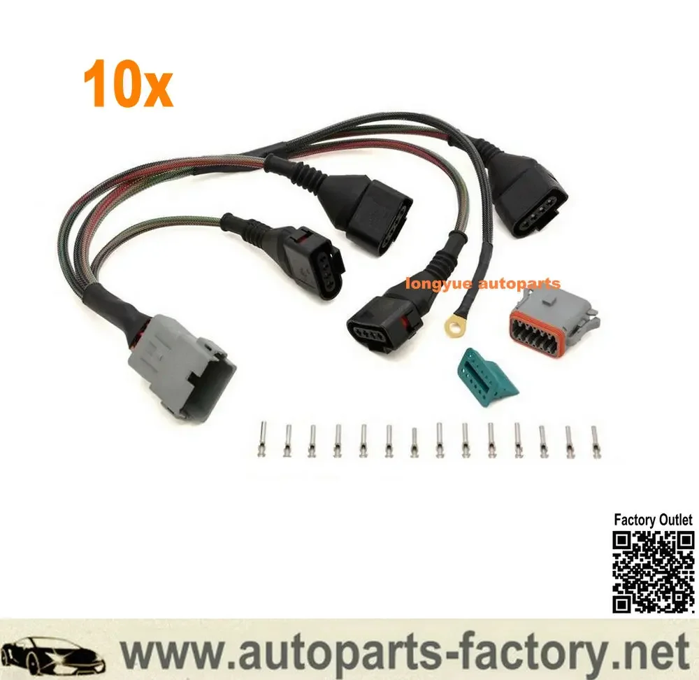 Longyue 10set Ignition Coil Wiring Harness Loom For MK4 GTI GLI TT A4 B5 Jetta For Audi VW 1.8T 97-05