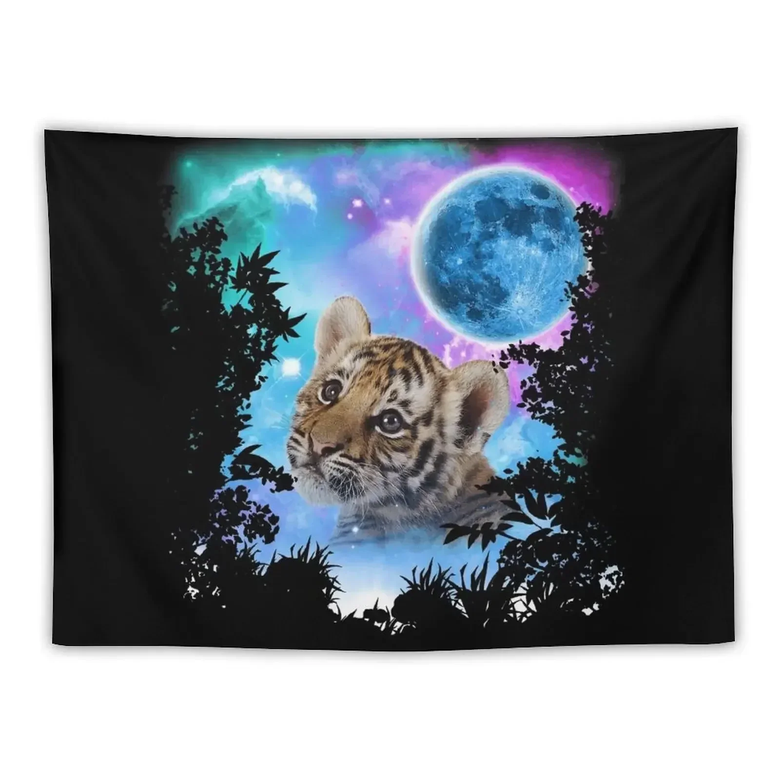 Baby Tiger MidNight Forest Tapestry Decor Home For Bedroom Tapestry