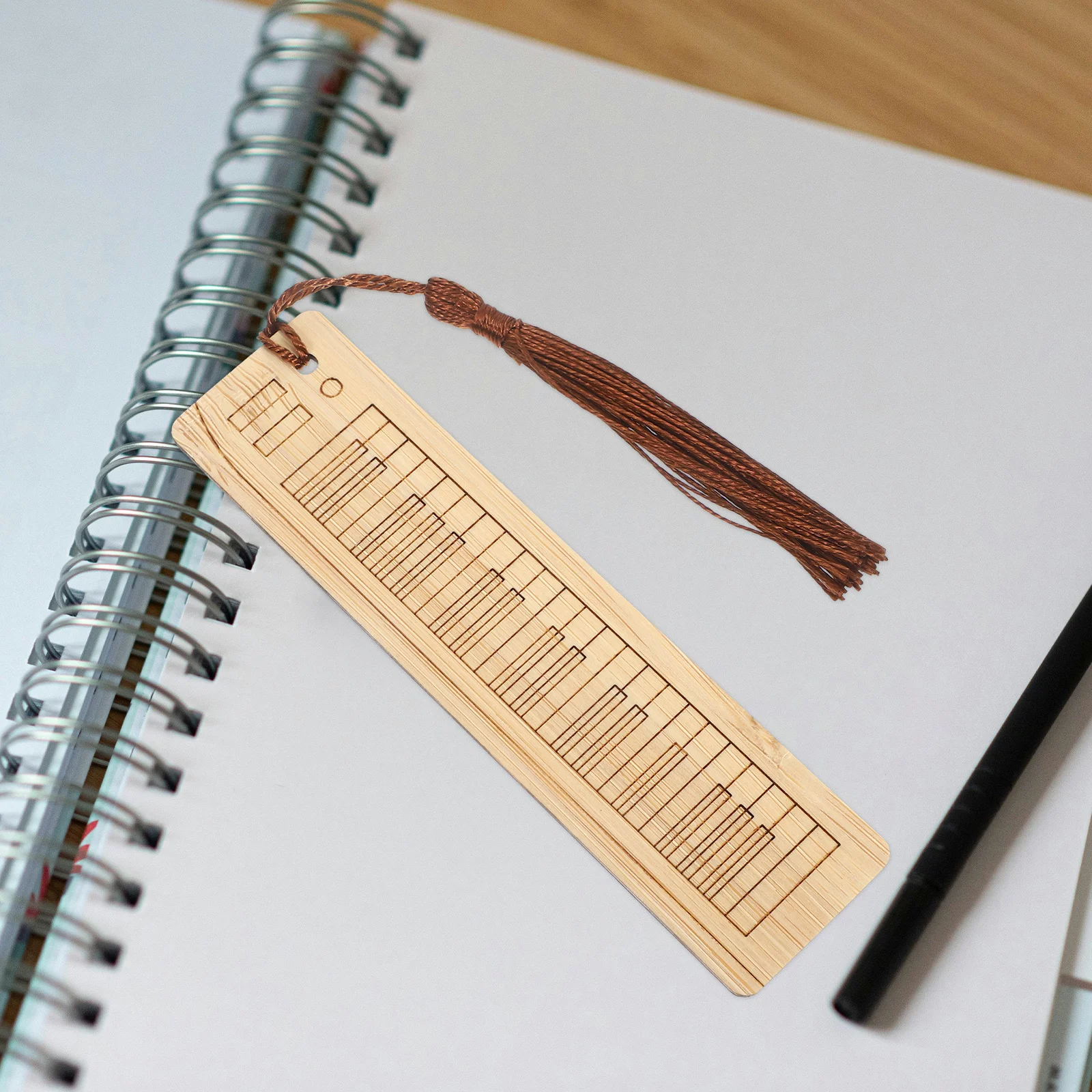 3 Bamboo Electronic Bookmarks Tassel Retro Reading Markers Lightweight Gifts Musical Shape Page Markers Decorative