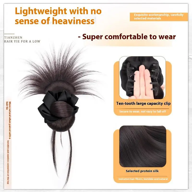 New Synthetic Messy Bun Claw Clip With Headband Natural Hair Piece Hair Extensions Party Daily Use Wear For Women Girls