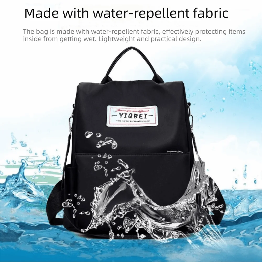 High Capacity Waterproof Oxford Backpack Anti-theft Lightweight Travel Daypack Solid Color Versatile Shoulder Bag For Women