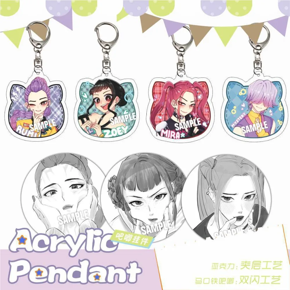 

Kpop Demon Hunters Anime Acrylic Keychains for Accessories Jewelry Rumi Zoey Jinu Mira Huntrix Saja Boys Backpack Pendant