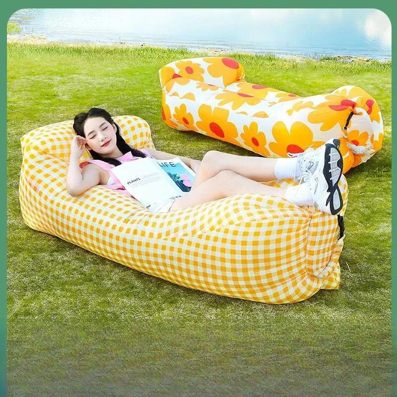 Inflatable Sofa Bed 2-Person Portable Air Lounge Chair Lazy Couch for Outdoor Camping Picnic Music Festival Beach