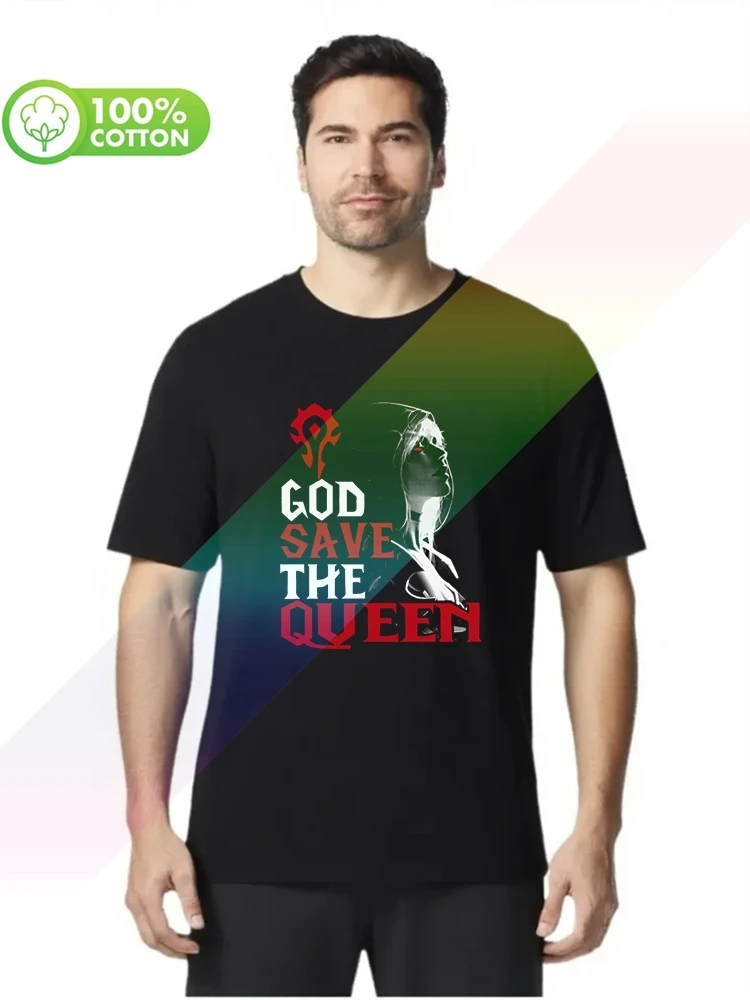 100% cotton round neck heavy weight men's T-shirt God save the queen t-shirt sylvanas windrunner wow-RT S-XXXL Tops Tees