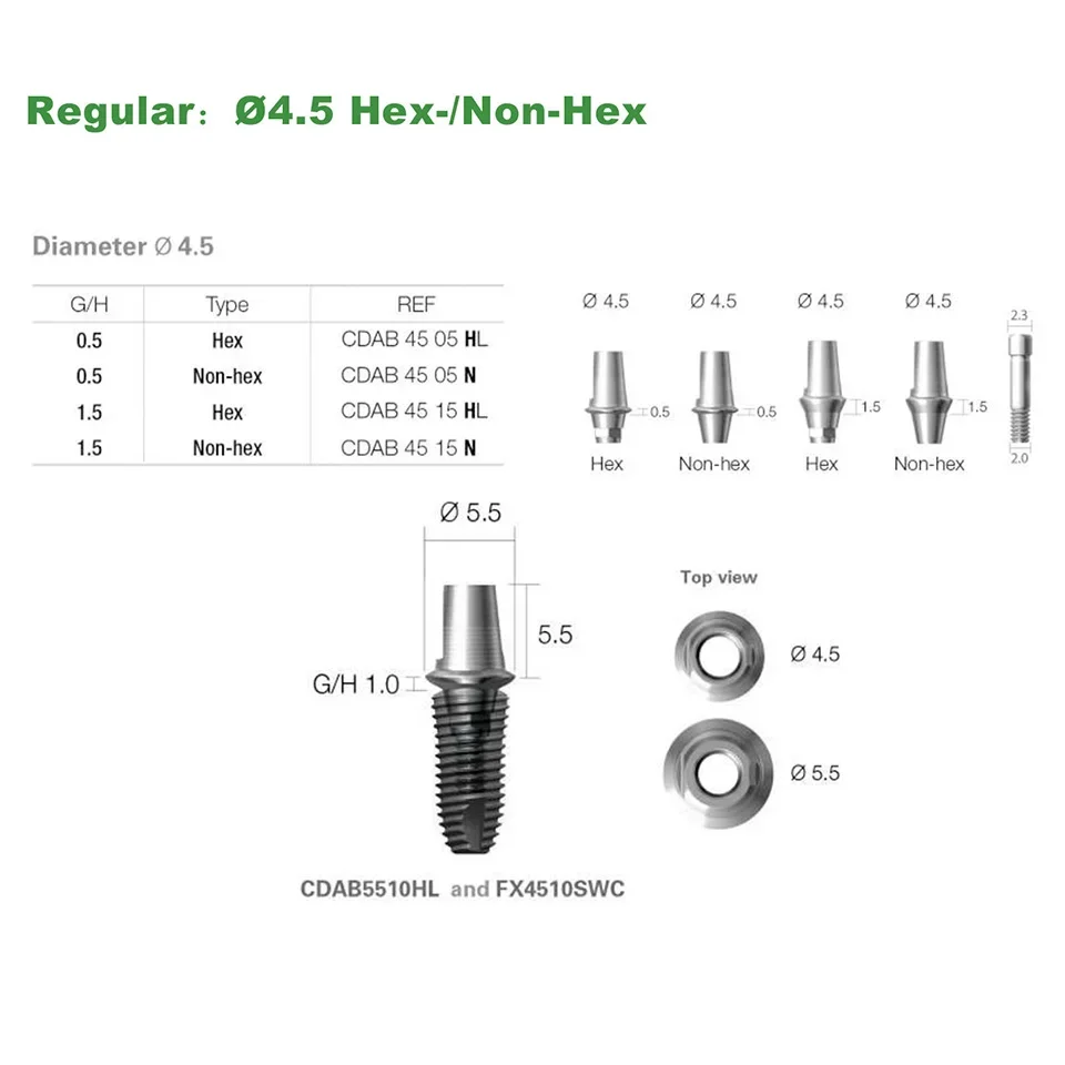 10Pcs Dental Ti-Base Custom Abutment For Dentium Implant System Pure Titanium Screw-Retained Single Crown Restoration Tools Kits