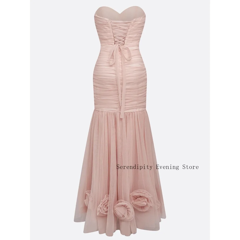 

Customized 3D Florals Mother of Birde Dresses 2026 for Women Wedding Net Strapless Elegant Evening Dress Tulle Prom Gowns