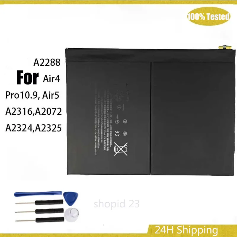 

New Battery 3.8V/7606mAh A2288 Battery For ipad Air 4 pro 10 .9 Air4 Air5A2316,A2072A2324,A2325 Tablet Batteries+Tools
