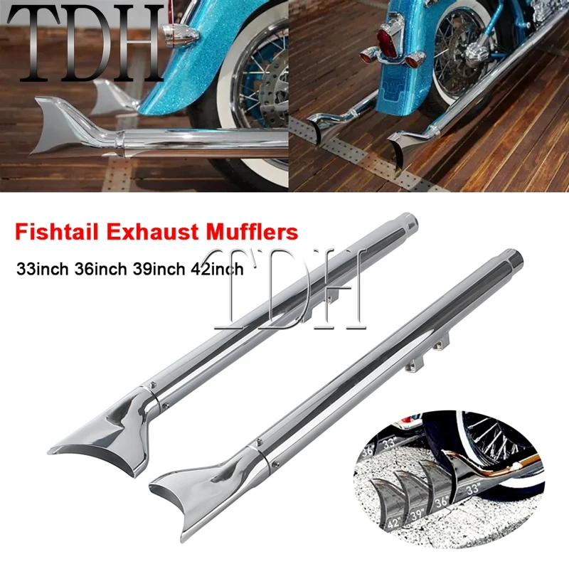 

Motorcycle Exhaust Pipe 33/36/39/42 inch Fishtail Exhaust Mufflers For Harley Softail Slim Fat Boy Heritage Deluxe Rocker 07-17